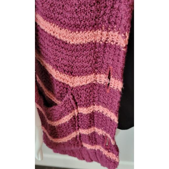 Free People Sz. XS Sweater Striped Cardigan Lightweight Big Button Pockets Long - Picture 9 of 16